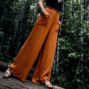 Free People Blissed Out Wide Let Pants Toasted Coconut
